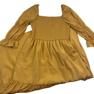 Betsey Johnson 3/4 Sleeve Fairy Feminine Midi Smocked Tiered Dress Women's L